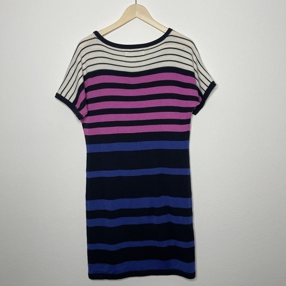 Loft Striped Wool Blend Short Sleeve Sweater Dress - Picture 2 of 4